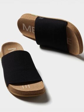 MESSAGE Slide Sandals Size 37 Black Cork